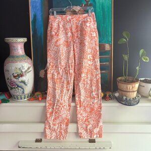 Buissonnière Nightwear Floral Orange Straight Leg Pajama Pants L
